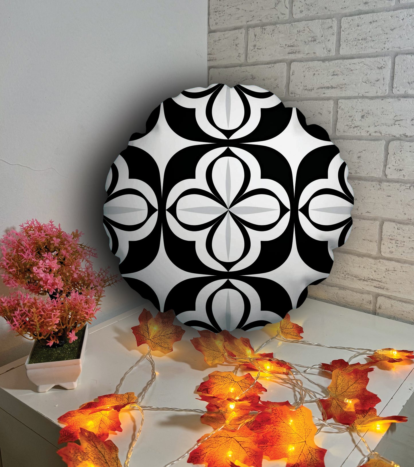 Coussin rond - noir 2