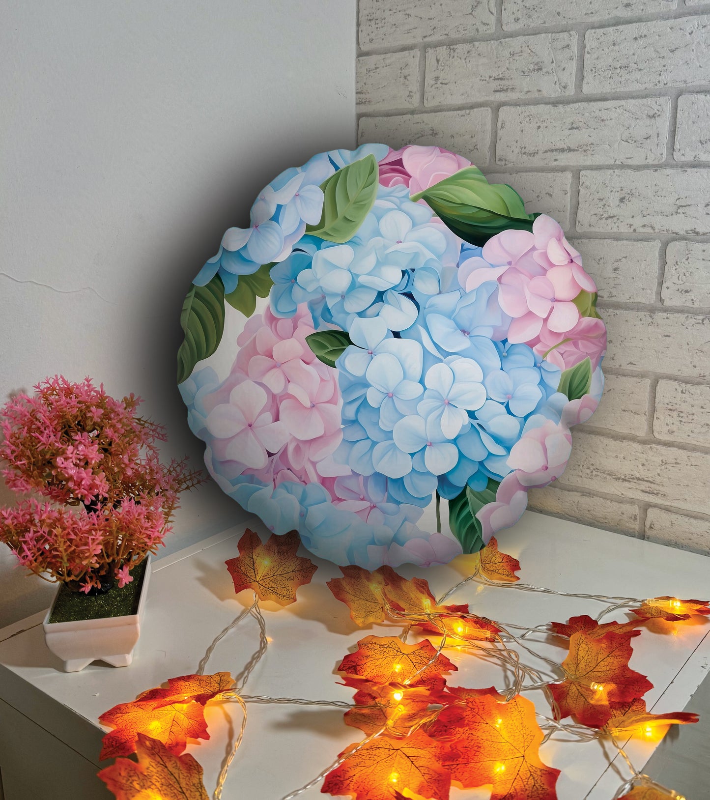 Coussin rond - Fleurs lumineuses 1