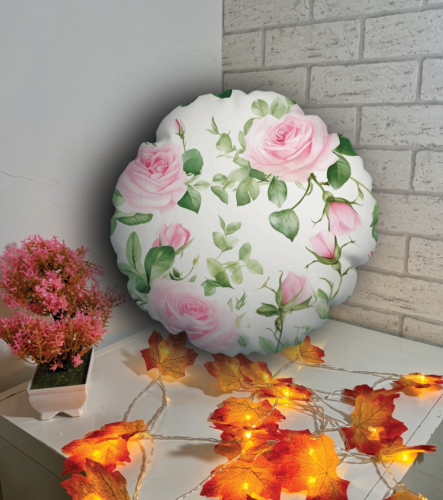 Coussin rond - Fleurs lumineuses 2