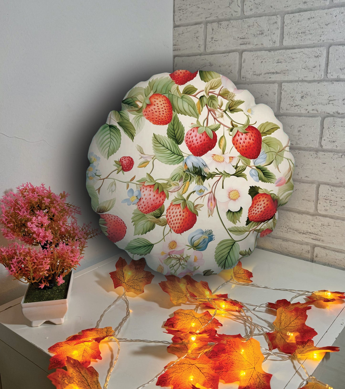 Poduszka okrągła - truskawki