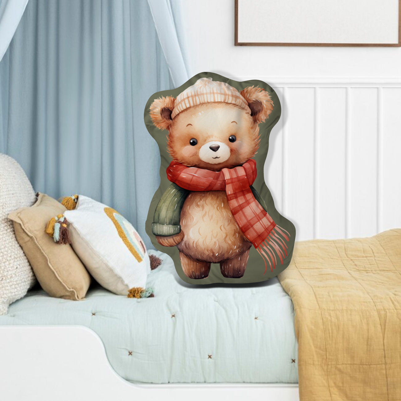 Oreiller - Ours en peluche câlin avec une écharpe