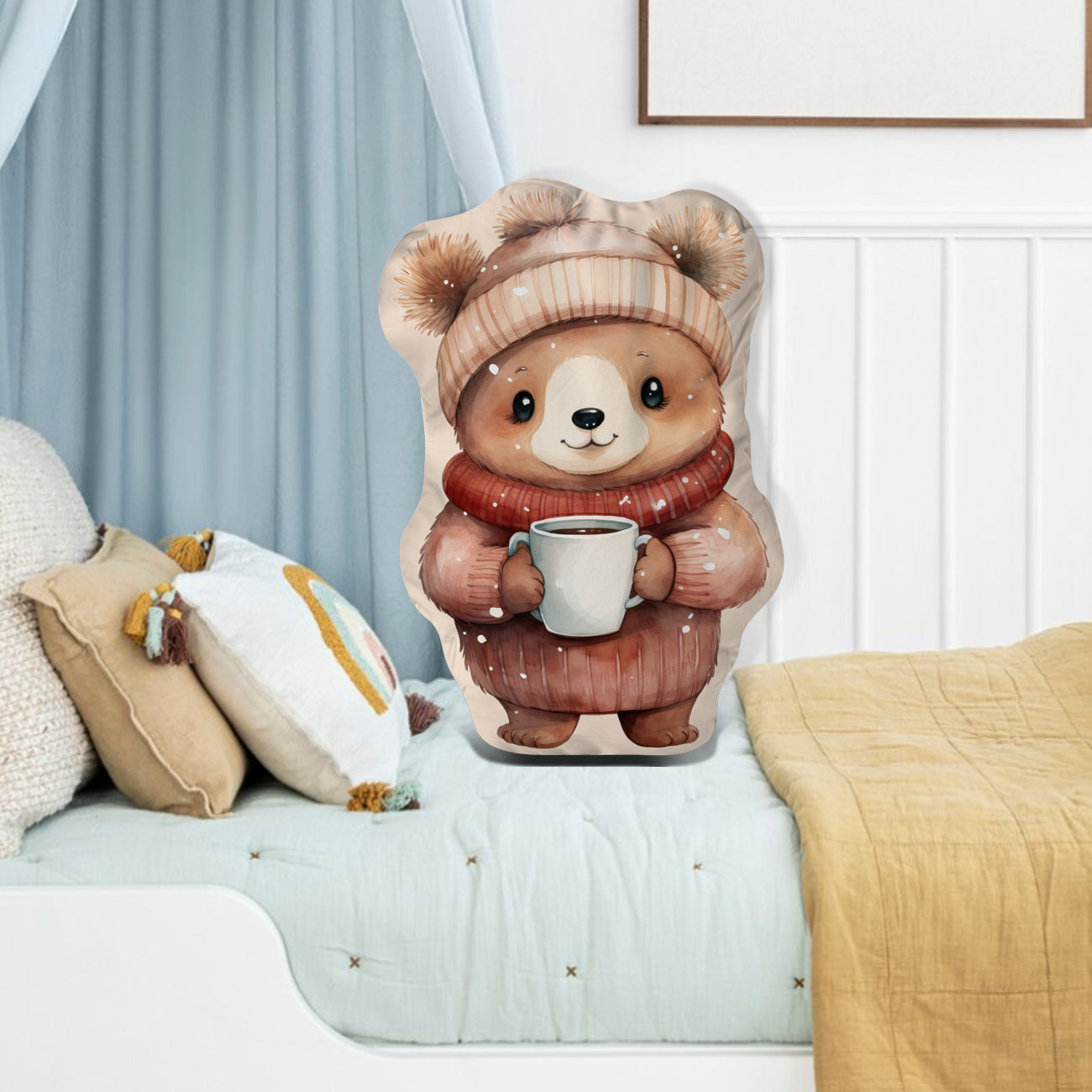 Oreiller - Doudou Ours en Peluche Hiver