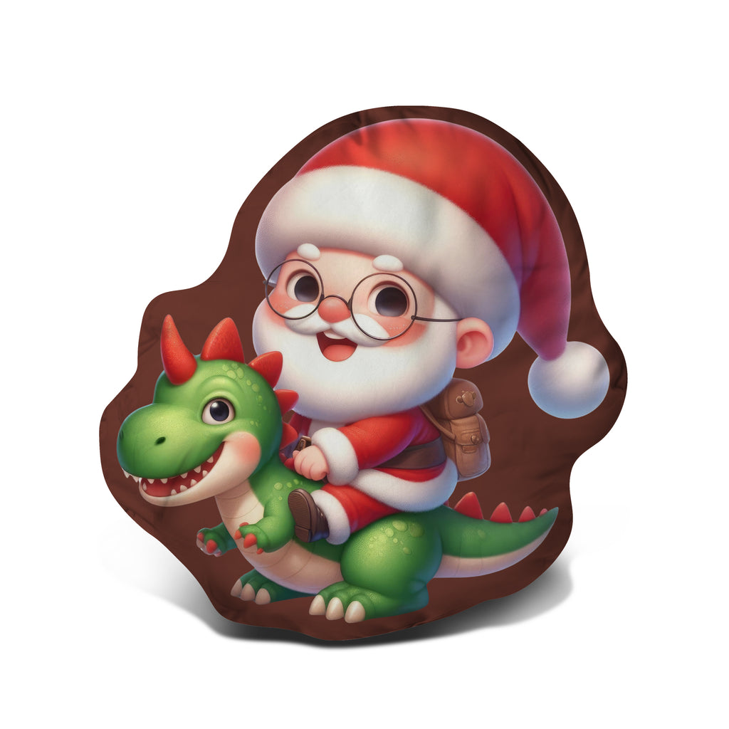 Pillow - Cuddly Santa on a Dinosaur