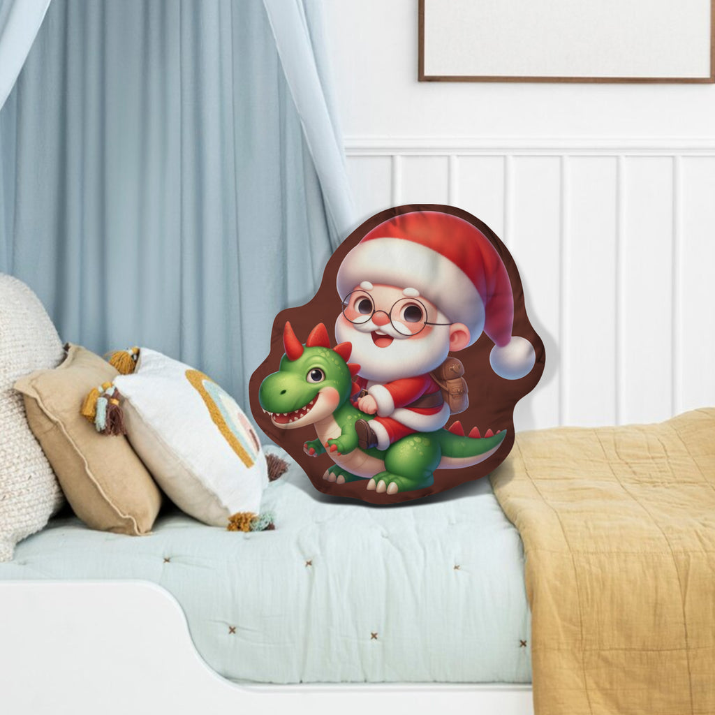 Pillow - Cuddly Santa on a Dinosaur